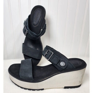 Timberland Womens Koralyn Sandals 10 Platform Heel Black White Slip On Y2K 90s